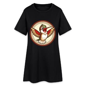 Colibri coloré Kawaii personnage de dessin animé animal de compagnie - Robe T-shirt Femme - noir - Devant