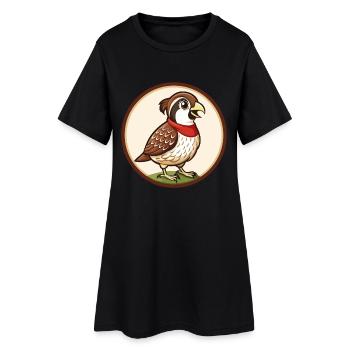 Caille Coloré Kawaii Dessin Animé Personnage Clipart - Robe T-shirt Femme - noir - Devant