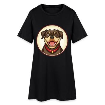Rottweiler chien coloré Kawaii dessin animé Clipart animal de compagnie - Robe T-shirt Femme - noir - Devant