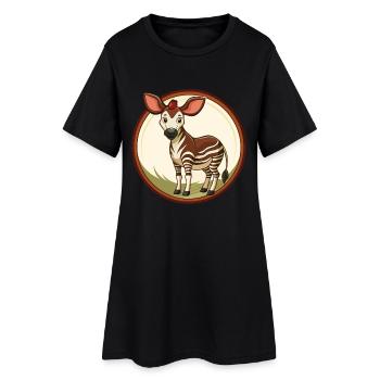 Okapi Colorful Kawaii Cartoon Character Clipart - Women’s T-Shirt Dress - black - Front