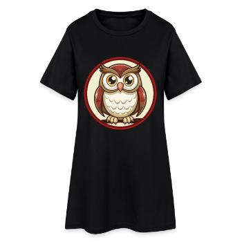 Eule Bunt Kawaii Cartoon Figur Clipart Haustier - Frauen T-Shirt-Kleid - Schwarz - Vorne