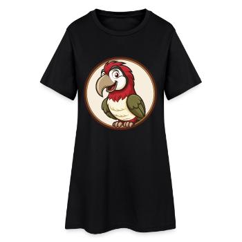 perroquet coloré Kawaii Dessin animé Personnage Clipart - Robe T-shirt Femme - noir - Devant