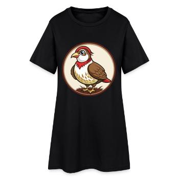 perdrix coloré kawaii personnage de dessin animé animal de compagnie - Robe T-shirt Femme - noir - Devant