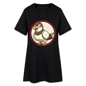 Pigeon Coloré Kawaii Dessin Animé Personnage Clipart - Robe T-shirt Femme - noir - Devant