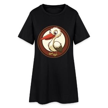 Storch Bunte Kawaii Cartoon Figur Clipart - Frauen T-Shirt-Kleid - Schwarz - Vorne