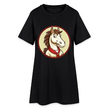 cheval coloré kawaii dessin animé personnage clipart - Robe T-shirt Femme - noir - Devant