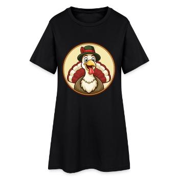 Turquie coloré Kawaii dessin animé Personnage Clipart - Robe T-shirt Femme - noir - Devant