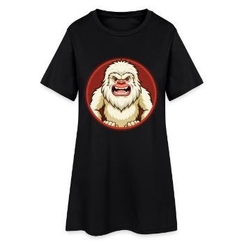 Yeti Bunte Kawaii Cartoon Figur Clipart Haustier - Frauen T-Shirt-Kleid - Schwarz - Vorne