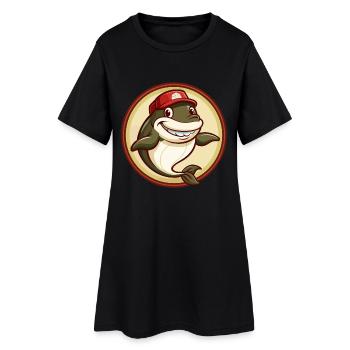 baleine coloré kawaii dessin animé personnage clipart - Robe T-shirt Femme - noir - Devant