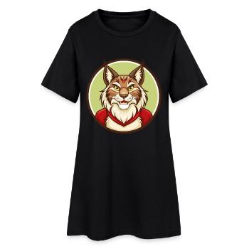 Luchs Bunt Kawaii Cartoon Figur Clipart Haustier - Frauen T-Shirt-Kleid - Schwarz - Vorne