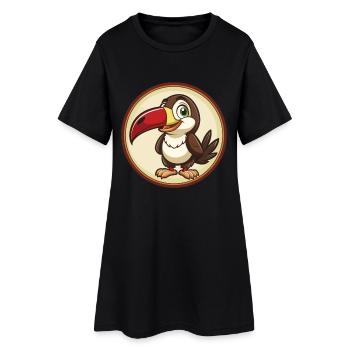 Toucan coloré kawaii dessin animé personnage clipart - Robe T-shirt Femme - noir - Devant