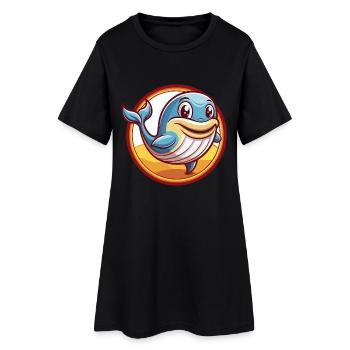 Blue whale Funny Kawaii Cartoon Clipart Animal Pet - Women’s T-Shirt Dress - black - Front