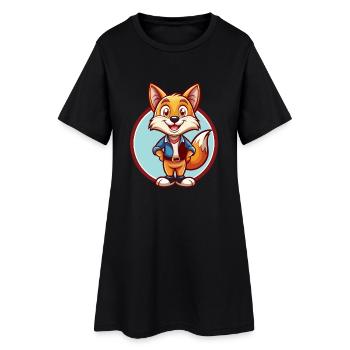renard mignon drôle kawaii dessin animé clipart animal de compagnie - Robe T-shirt Femme - noir - Devant