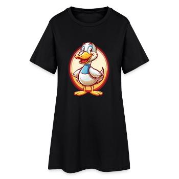 canard mignon drôle kawaii dessin animé clipart animal de compagnie - Robe T-shirt Femme - noir - Devant