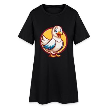 Colombe mignon drôle Kawaii dessin animé Clipart animal de compagnie - Robe T-shirt Femme - noir - Devant