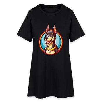 Dobermann Hund Lustig Kawaii Cartoon Clipart Tier - Frauen T-Shirt-Kleid - Schwarz - Vorne