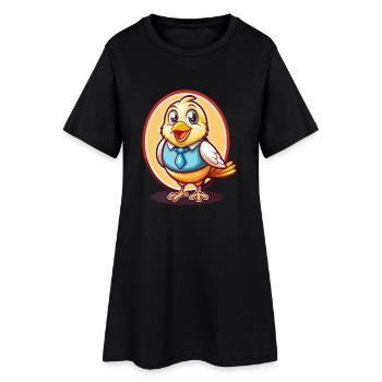 Canari oiseau drôle Kawaii dessin animé Clipart Animal - Robe T-shirt Femme - noir - Devant