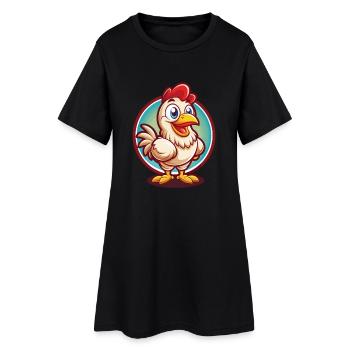 poulet drôle kawaii dessin animé clipart animal de compagnie - Robe T-shirt Femme - noir - Devant