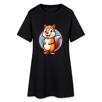 Chipmunk Funny Kawaii Cartoon Clipart Animal Pet - Women’s T-Shirt Dress - black - Front