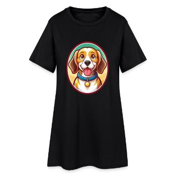 Beagle Hund Lustig Kawaii Cartoon Clipart Tier Haustier - Frauen T-Shirt-Kleid - Schwarz - Vorne