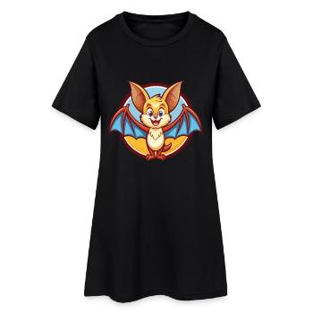 Chauve-souris mignon drôle Kawaii dessin animé Clipart animal de compagnie - Robe T-shirt Femme - noir - Devant