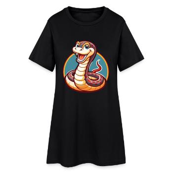 Anaconda drôle Kawaii dessin animé Clipart Animal de compagnie - Robe T-shirt Femme - noir - Devant