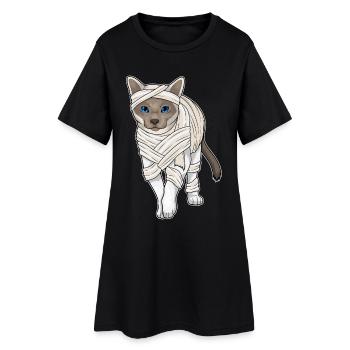 Siamese Cat Halloween Mummy - Women’s T-Shirt Dress - black - Front