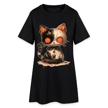 Kawaii Goth Cat Doll Gothic Puppe Katze Geschenk - Frauen T-Shirt-Kleid - Schwarz - Vorne