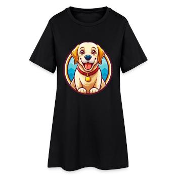 Labrador retriever chien drôle Kawaii dessin animé Animal - Robe T-shirt Femme - noir - Devant