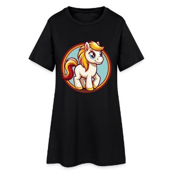 poney mignon drôle kawaii dessin animé clipart animal de compagnie - Robe T-shirt Femme - noir - Devant