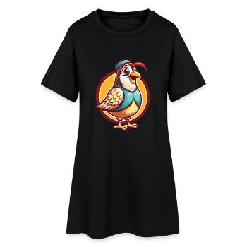 Caille mignonne drôle Kawaii dessin animé Clipart animal de compagnie - Robe T-shirt Femme - noir - Devant