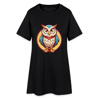 hibou mignon drôle kawaii dessin animé clipart animal de compagnie - Robe T-shirt Femme - noir - Devant
