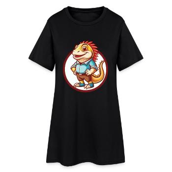 iguane drôle kawaii dessin animé clipart animal de compagnie - Robe T-shirt Femme - noir - Devant