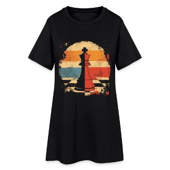 Schachfigur Retrowave - Frauen T-Shirt-Kleid - Schwarz - Vorne