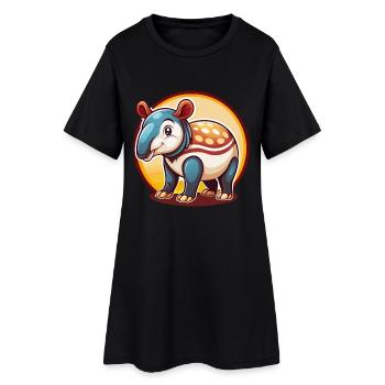 Tapir mignon drôle Kawaii dessin animé Clipart animal de compagnie - Robe T-shirt Femme - noir - Devant