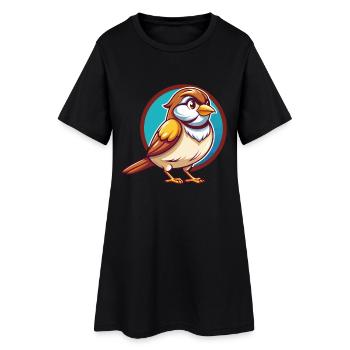 Spatz Lustige Kawaii Cartoon Clipart Tier Haustier - Frauen T-Shirt-Kleid - Schwarz - Vorne