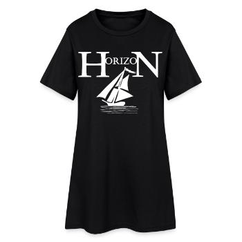 Weißes Boot und Horizont - Frauen T-Shirt-Kleid - Schwarz - Vorne