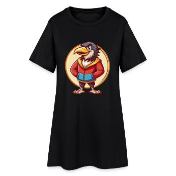 corbeau mignon drôle Kawaii dessin animé Clipart animal de compagnie - Robe T-shirt Femme - noir - Devant