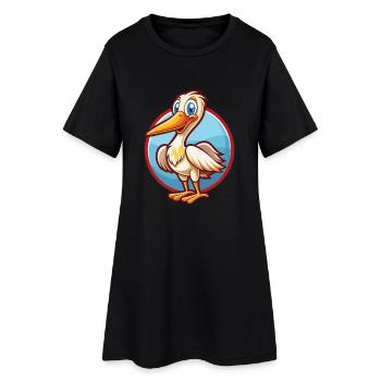 Storch Niedlich Lustig Kawaii Cartoon Clipart Tier Haustier - Frauen T-Shirt-Kleid - Schwarz - Vorne