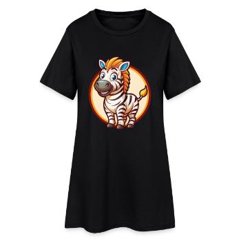 zèbre mignon drôle kawaii dessin animé clipart animal de compagnie - Robe T-shirt Femme - noir - Devant