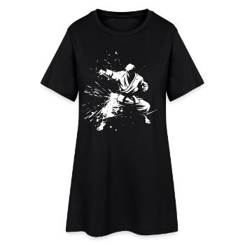 Dessin de garçon de karaté - Robe T-shirt Femme - noir - Devant
