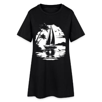 Dessin de voile - Robe T-shirt Femme - noir - Devant