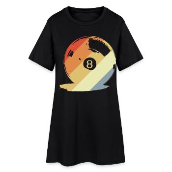 Retro Billardkugel Grafik - Frauen T-Shirt-Kleid - Schwarz - Vorne