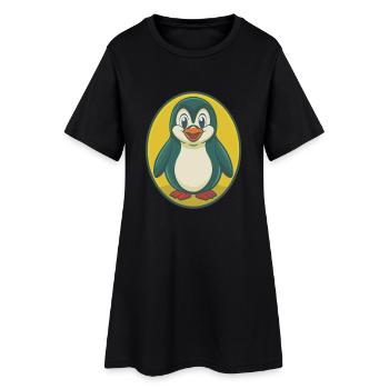 Pingouin mignon Kawaii dessin animé Clipart Animal de compagnie - Robe T-shirt Femme - noir - Devant
