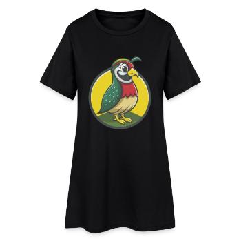 Caille mignonne Kawaii dessin animé Clipart Animal de compagnie - Robe T-shirt Femme - noir - Devant