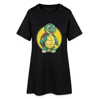 tortue mignon kawaii dessin animé clipart animal de compagnie - Robe T-shirt Femme - noir - Devant
