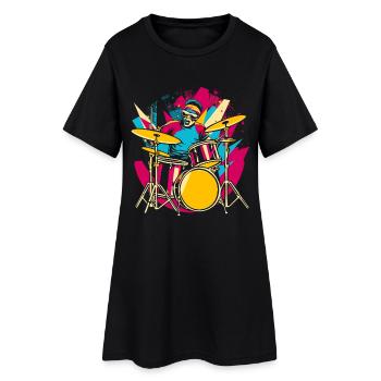Drummer Synthwave - Women’s T-Shirt Dress - black - Front