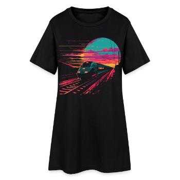 Chemin de fer - Robe T-shirt Femme - noir - Devant