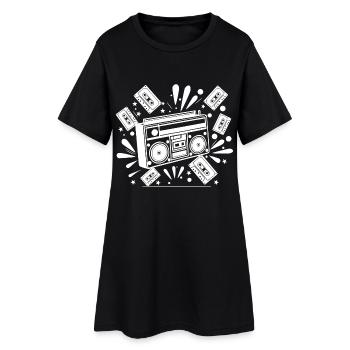 Ghettoblaster, Musik, Nostalgie - Frauen T-Shirt-Kleid - Schwarz - Vorne