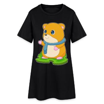Hamster Winter Scarf - Women’s T-Shirt Dress - black - Front